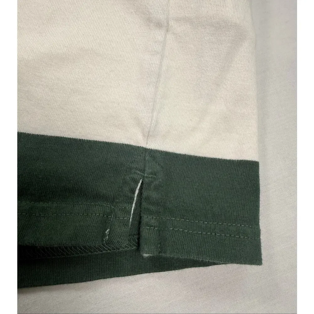 Levi’s Rugby Shirt Men’s XL Green White Stripe Relaxed Fit Long Sleeve Polo